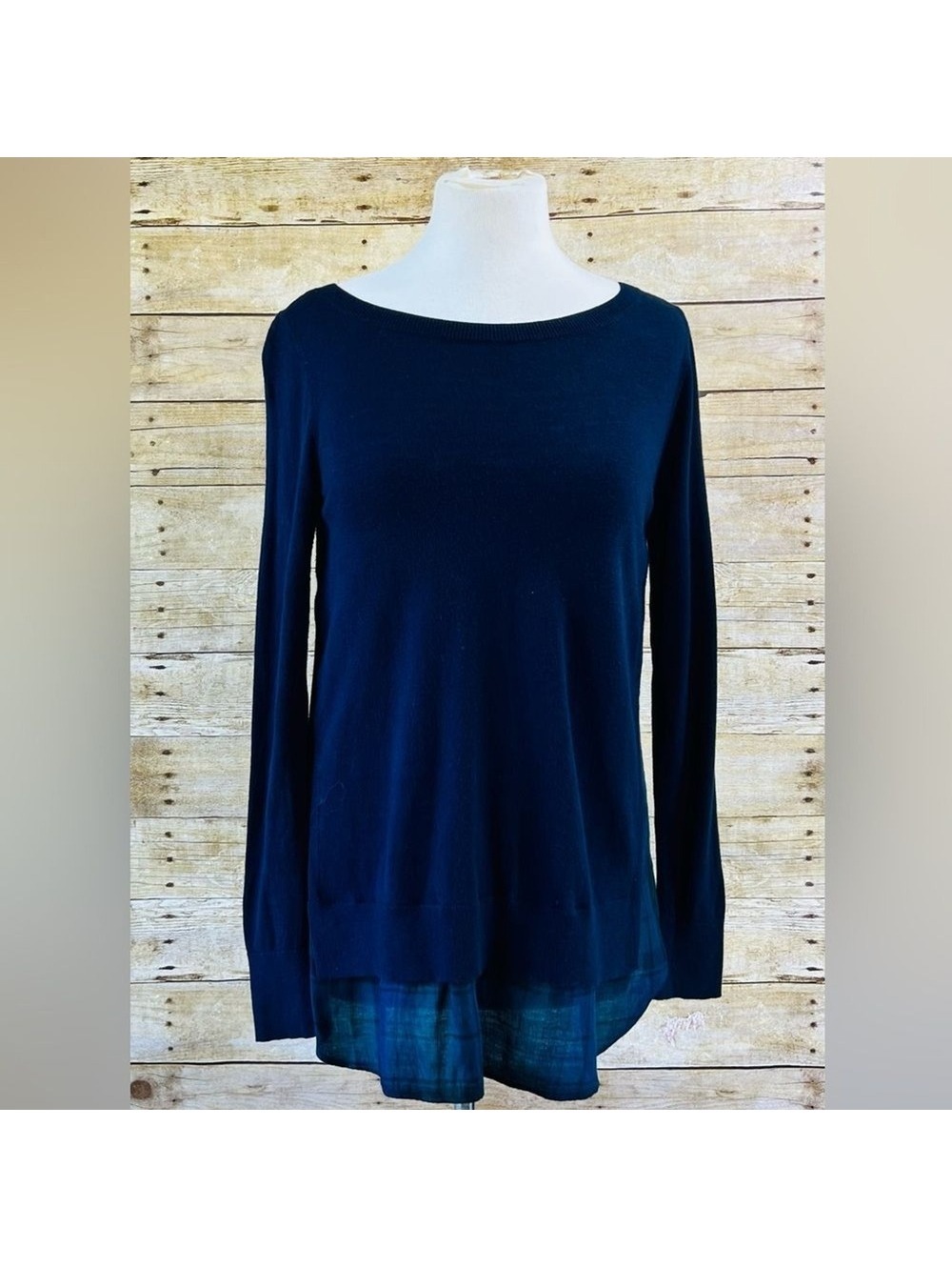 LOFT Women's Navy Blue Crew Neck Sweater, Size Small